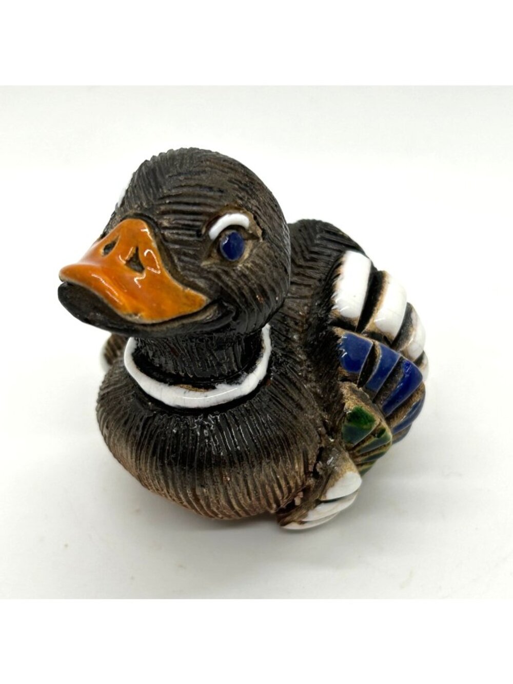 Artesania Rinconada Mallard Duck Figurine Hand-Painted Ceramic Collectible Decor